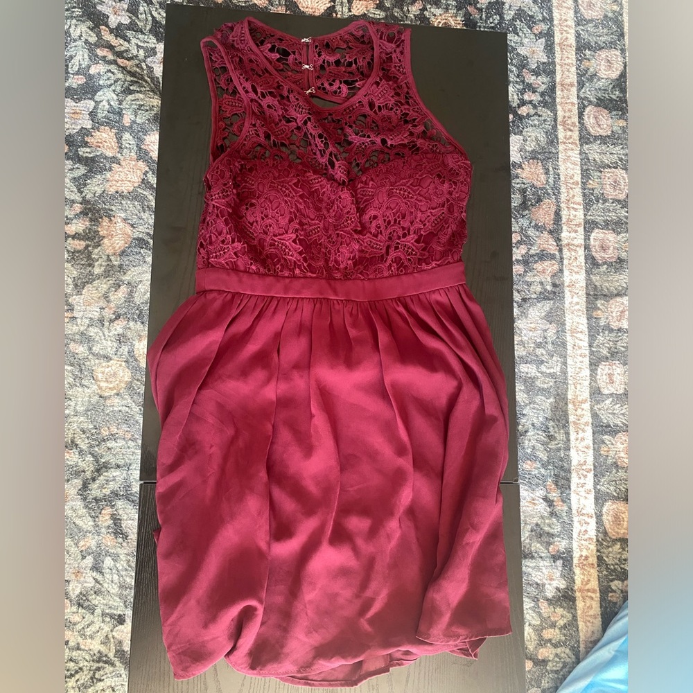Lulu's Deep Red Lace Dress